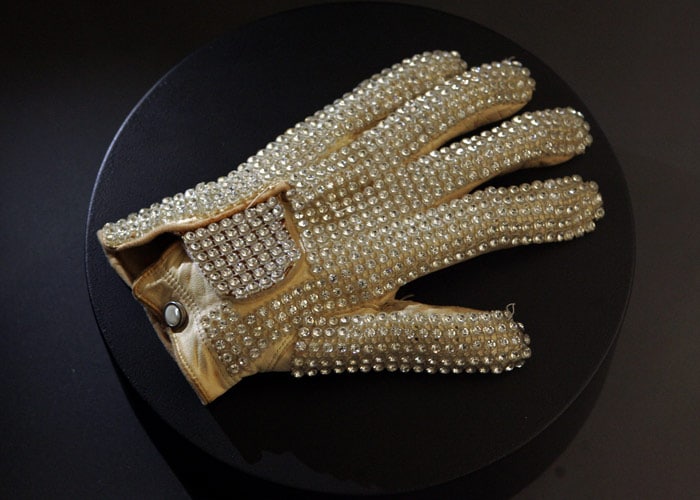 A glove worn by the late Michael Jackson during the Motown television special where he performed the moonwalk for the first time as he sang 'Billie Jean' is displayed at the Fashion Museum in Santiago. (Photo: AFP)