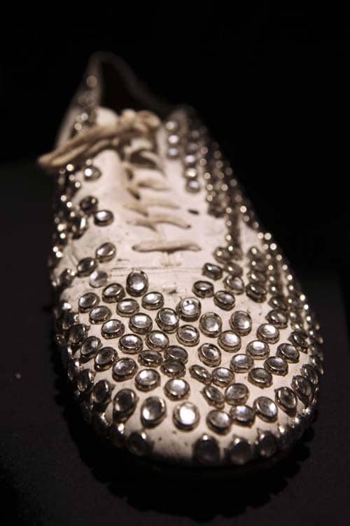 Michael Jackson's Crystal Shoe is on display at the Hard Rock Cafe, New York.