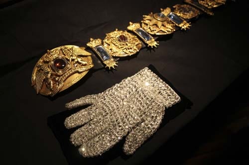 Michael Jackson's White Crystal Glove and Moonwalker belt.