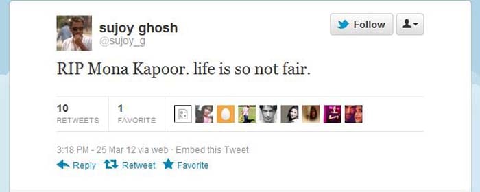 Bollywood condoles Mona Kapoor\'s death on Twitter