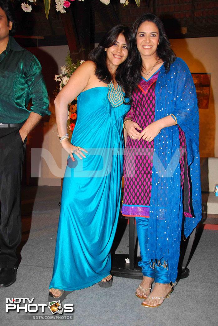 Ekta and Mona pose for the camera.