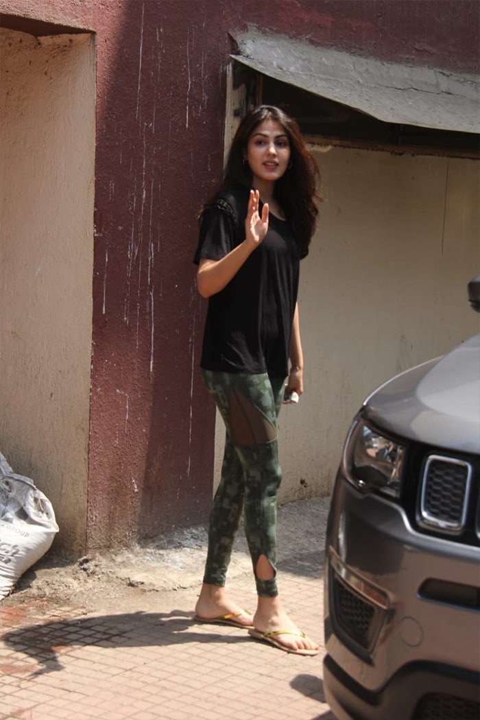 Rhea Chakraborty was spotted at Pilates.