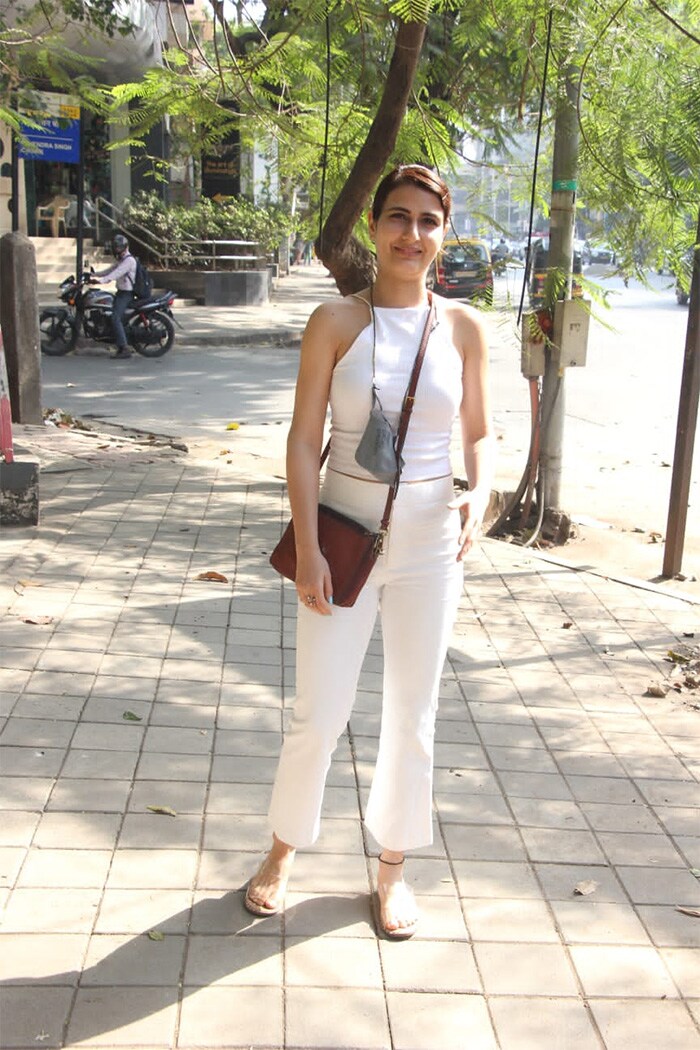 Fatima Sana Shaikh steps out in the city in an all-white dress.