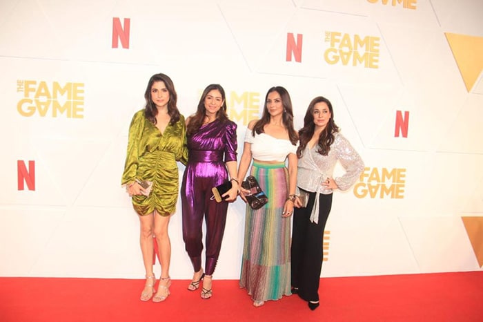 Maheep Kapoor, Seema Khan, Bhavana Pandey and Neelam Kothari were also present at the screening of The Fame Game