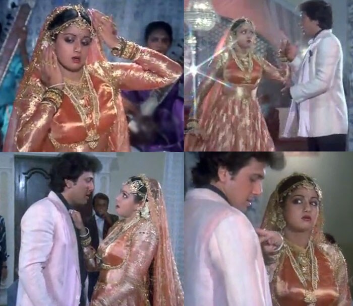 Sankehipped Sridevi is a mixture of innocence and sensuality in <i>Tum Jo Parda Rakhoge</i> from <i>Gair Kanooni</i>.