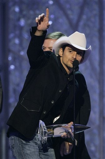 Brad Paisley accepts his Album of the Year award at the 40th Annual CMA Awards in Nashville.