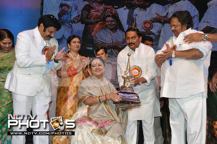 B Saroja gets the highest award of the evening - the NTR National Film Award.