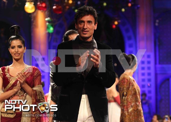 Actor Mukul Dev walks the ramp at the Bridal Fashion Week.