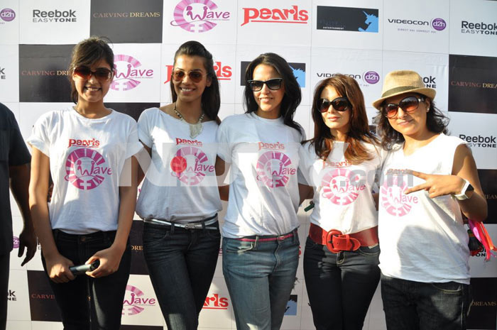 Bollywood stars Neha Dhupia, Minissha Lamba and Mugdha Godse protest against domestic violence on women.