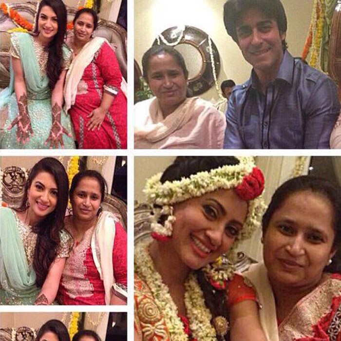 The sisters had loads of fun during Gauahar's <i>mehendi</i> ceremony as well with the bride looking radiant in the <i>phoolon ka gehna</i>.<br><br>

This image was posted on Twitter by <a href="https://twitter.com/GauaharKhan_Net" target="_blank" rel="nofollow" >@GauaharKhan_Net</a>