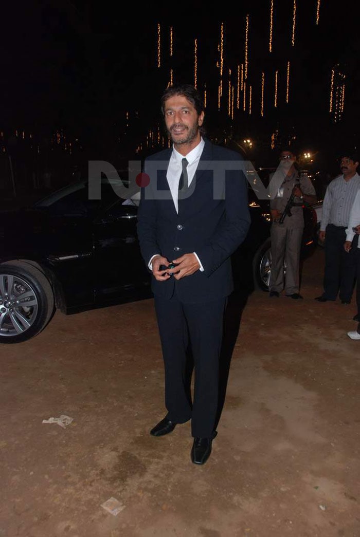 Not sure about the facial hair but Chunky Pandey looks quite dashing in his dark suit.