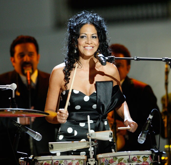 Sheila E., performs on stage during a performance celebrating Hispanic musical heritage on the South Lawn of the White House Tuesday, Oct. 13, 2009, in Washington. (Photo: AP)
