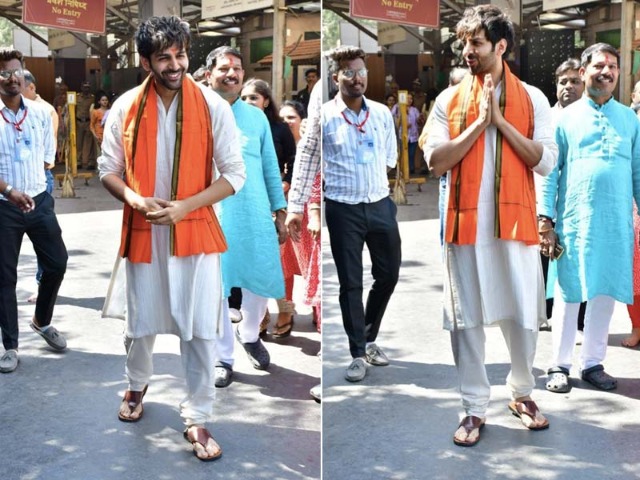On <i>Shehzada</i>'s Big Day, Kartik Aaryan Spotted At Siddhivinayak Temple