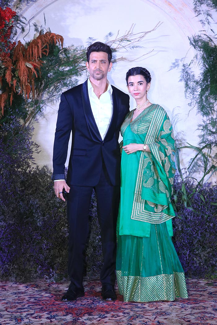 Hrithik Roshan attended Richa and Ali's reception with his girlfriend Saba Azad.