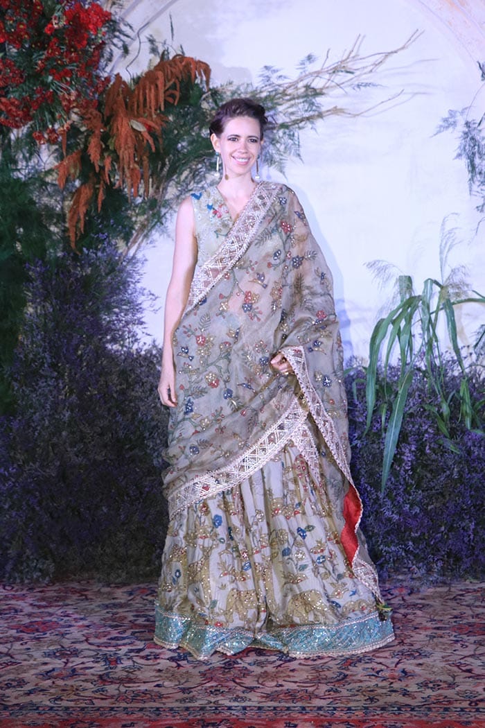 Kalki Koechlin was all smiles as she was clicked at Richa-Ali's reception.