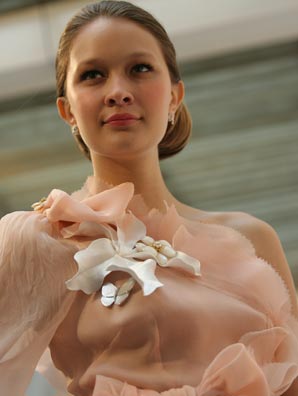 Rodarte Red Carpet design paired with exquisite diamond jewellery by Van Cleef & Arpels during the ADIF fashion show.