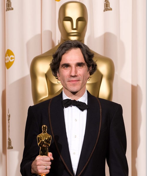 Daniel Day Lewis at the 2008 Oscars with his award for Best Actor for his performance in <I>There Will Be Blood</i>. Day-Lewis' acceptance speech is considered one of the best at the Oscars in the recent past.