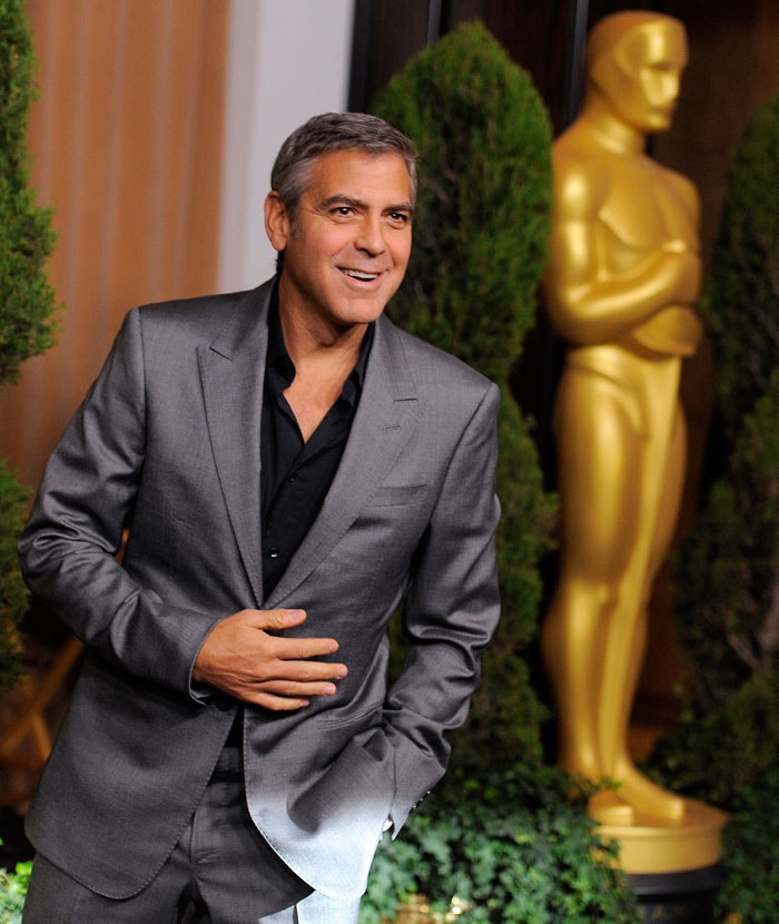 Oscar nominees Pitt, Clooney do power lunch