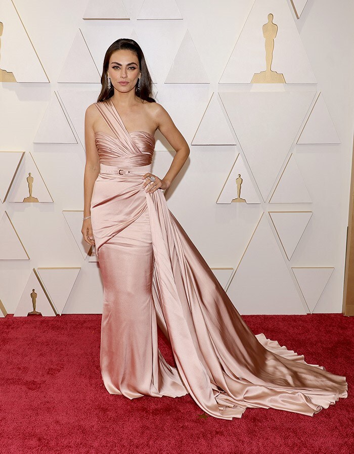 Mila Kunis made heads turn in a pastel Zuhair Murad gown