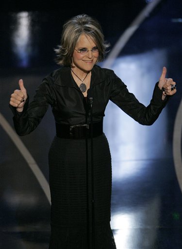 Presenter Diane Keaton presents the award for best motion picture of the year at the 79th Academy Awards.  The film The Departed won best motion picture of the year.