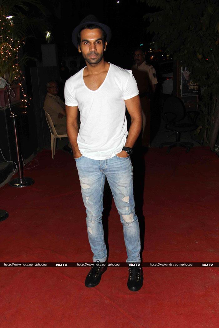 Rajkummar Rao was casually dressed in a white shirt and blue jeans.