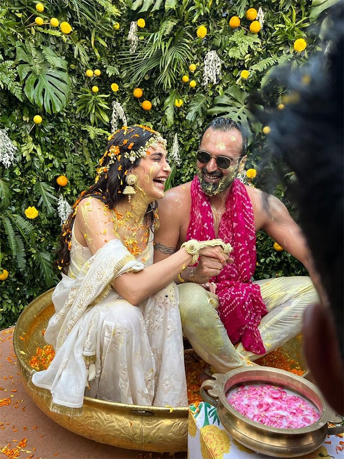 Bride-to-be Karishma Tanna and groom-to-be Varun Bangera clicked at their candid best.