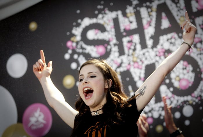 Lena Meyer-Landrut, 19, of Germany performs to win the final of the Eurovision Song Contest at the Telenor arena in Baerum just outside Oslo, on May 29, 2010. The 55th annual competition was expected to be watched by more than 120 million viewers in 39 European countries. (Photo: AFP)