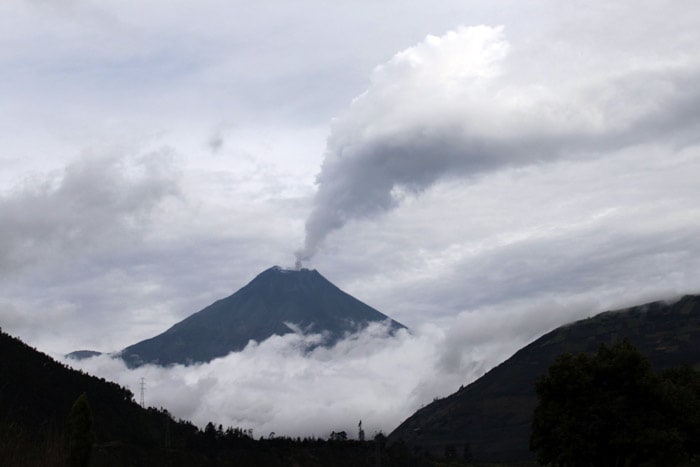 View from Guadalupe, Ecuador on June 3, 2010, of the Tungurahua volcano in eruption. Ecuador's Tungurahua volcano grew more active on Tuesday, spewing out incandescent materials during powerful explosions, the national Geophysical Institute said. The renewed activity came after the volcano experienced one of its biggest eruptions Friday. It forced the evacuation of at least seven villages and closing the airport and schools in Guayaquil, the country's largest and most populated city. (Photo: AFP)