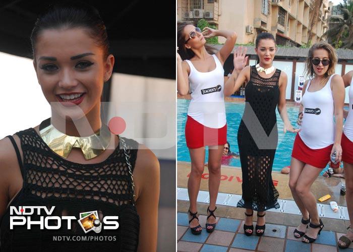 How the stars cope with the Indian summer: Amy Jackson spent her Sunday afternoon chilling out a pool party in Mumbai.