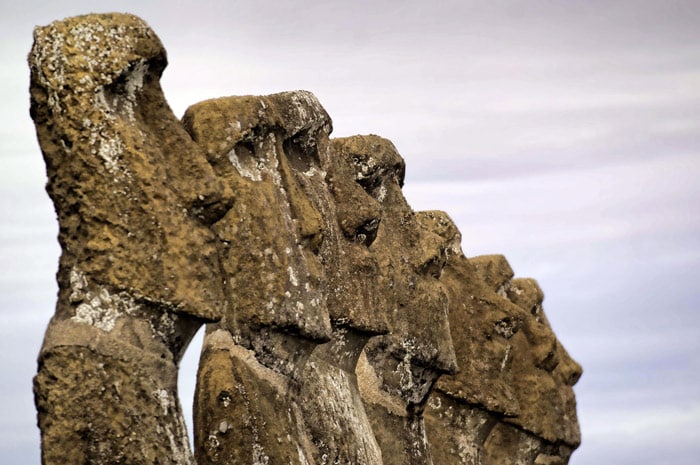 Ahu Akivi Moais -- stone statues of the Rapa Nui culture -- are seen on Easter Island, 3700 km off the Chilean coast in the Pacific Ocean, on July 13, 2010. (Photo: AFP)