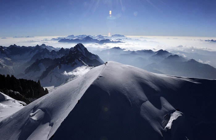 An aerial picture taken on July 16, 2010, shows the Mont-Blanc, in the French Alps. The new height of Mont Blanc, which lies on the three-way border between France, Italy and Switzerland, is now 4,810.45 metres (15,782.3 feet), just over half that of Nepal's Everest but still the tallest Alpine peak, having lost 45 cm within the last two years. This new altitude, a reference for scientists, will be published in the new geography school books. (Photo: AFP)