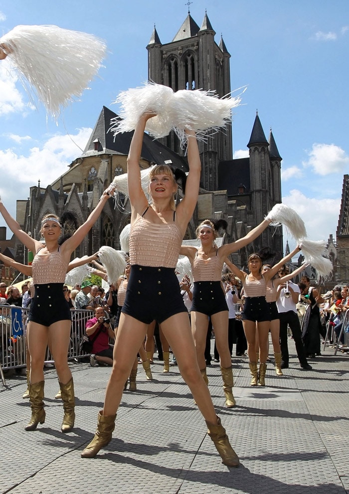 Cheerleaders perform during the opening parade on the first day of the Gentse Feesten festival in Gent, on July 17, 2010. The festival runs for ten days, with lots of shows, performances, and much more in the city center of Gent. (Photo: AFP)