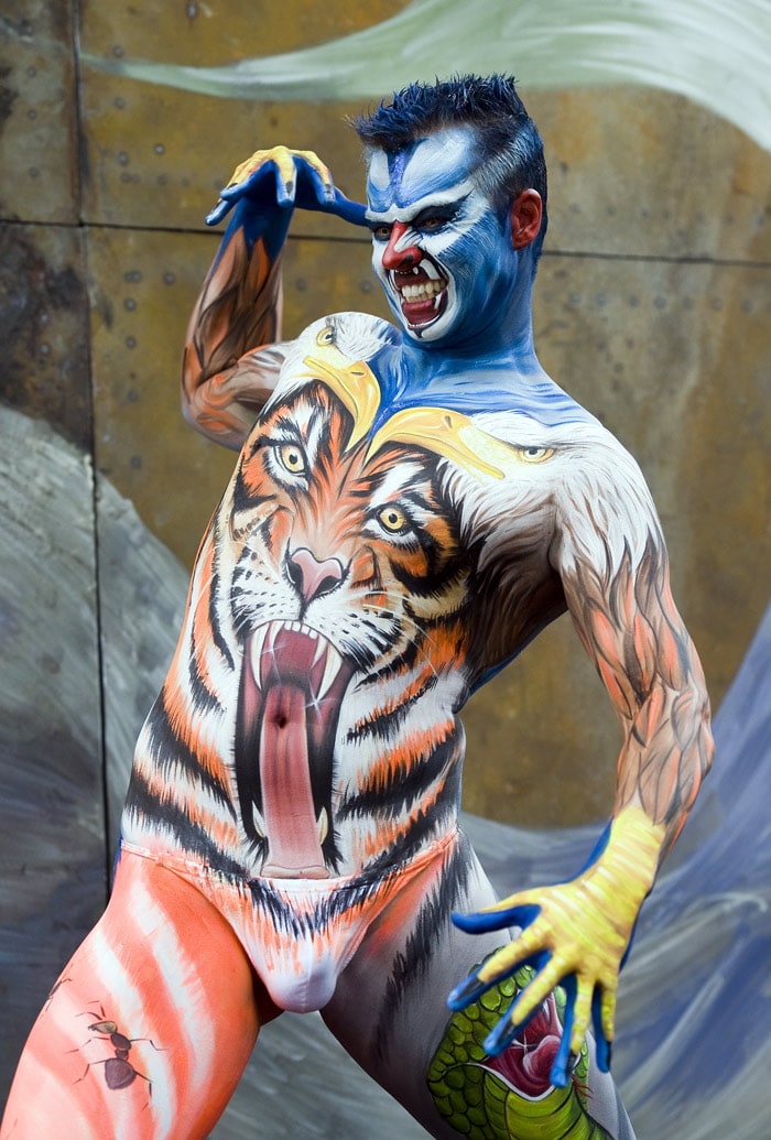 A model poses for photographers during the annual World Bodypainting Festival in Seeboden, at Lake Millstaettersee, in Austria's southern Carinthia province on Sunday, July 18, 2010. The festival is the world's biggest bodypainting event. (Photo: AP)