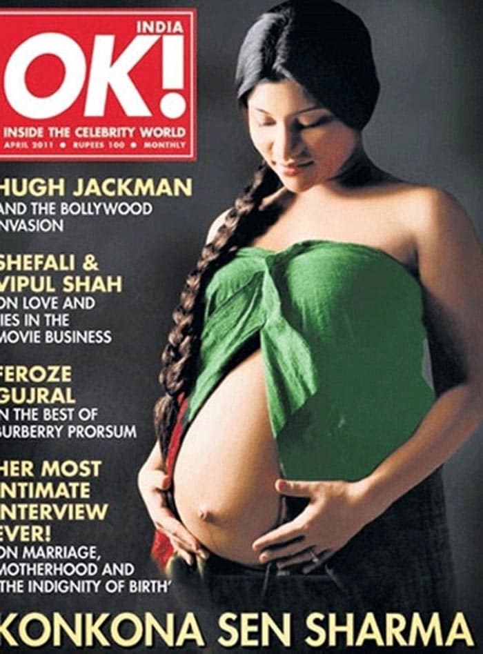 Konkana Sen Sharma has become the second Indian actor after Tara Sharma to bare her pregnant belly.  Konkona showed off her pregnant belly on the cover of the April issue of OK! Magazine, more than a month after she gave birth to a baby boy, Haroon. Konkona and partner Ranvir Shorey got hitched in September last year.