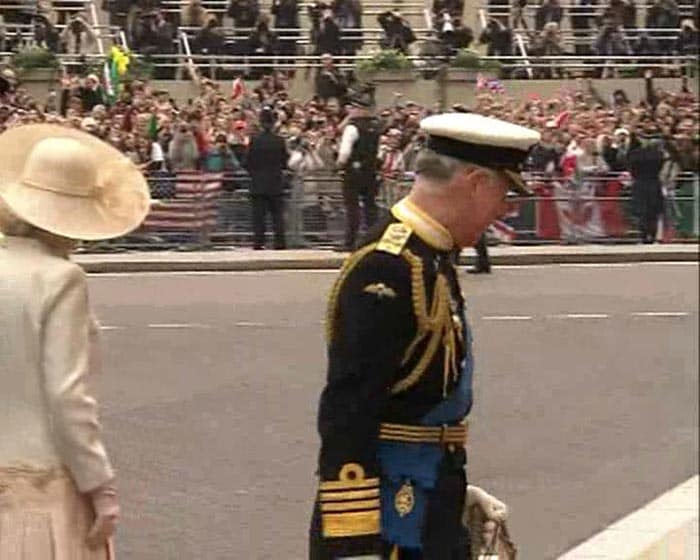 Prince Charles and Camilla arrive at the Westminster Abbey.