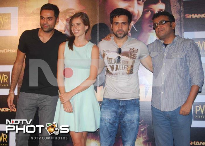 Four's company: Abhay, Kalki, Emraan with director Dibakar Banerjee at the trailer launch of their film <i>Shanghai</i>.