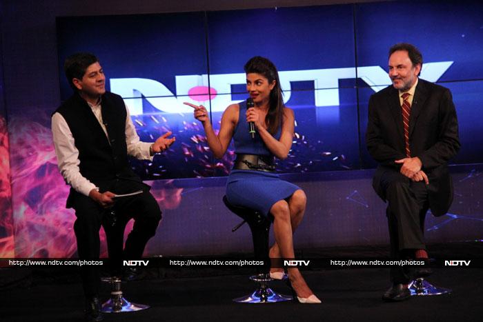 Priyanka during her interaction with the media.