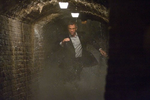 <b>Watery affair</b>: Daniel Craig in character as James Bond, charging through the underground cisterns of Sienna in pursuit of an Mi6 traitor during a scene from the movie shot at Pinewood Studios in Buckinghamshire, UK.