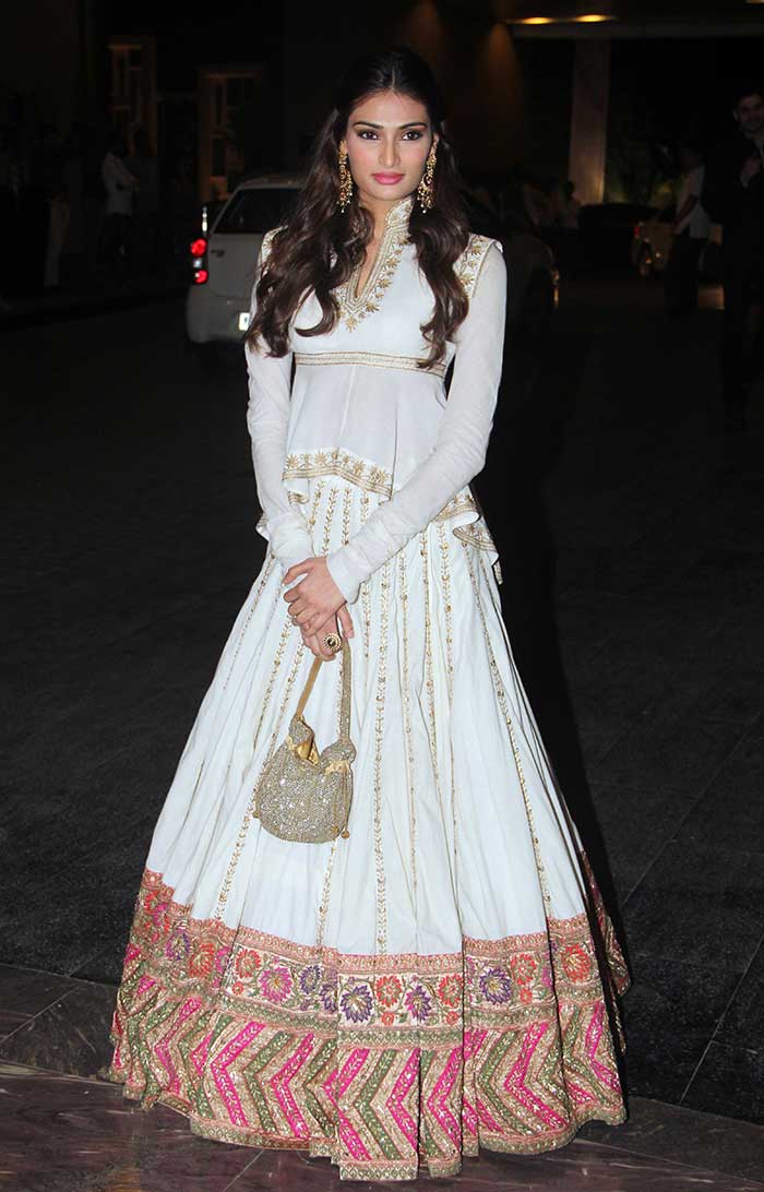 Athiya Shetty was a vision in a white Rohit Bal lehenga.