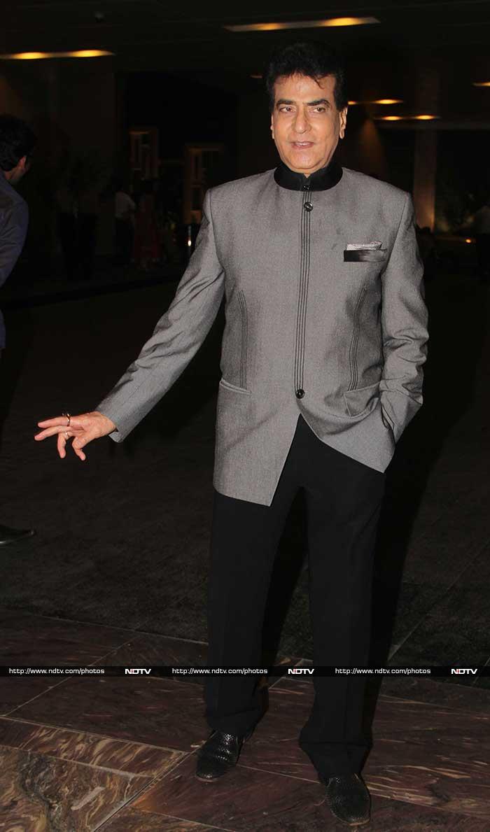 Bollywood actor Jeetendra was dressed in black and grey.