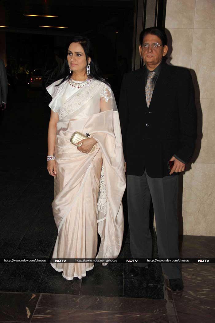 Actress Padmini Kolhapure, who dazzled in white, was accompanied by her husband Pradeep Sharma.