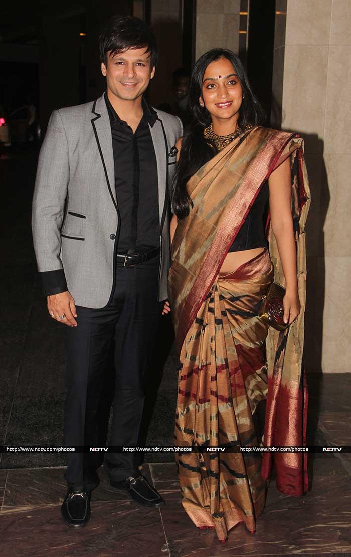 Vivek Oberoi and his wife, Priyanka Alva, were their usual cheerful selves.