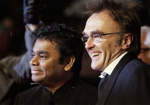 Rahman with director Danny Boyle at the red carpet. Danny Boyle also bagged the Best Director trophy for <i>Slumdog</i>.