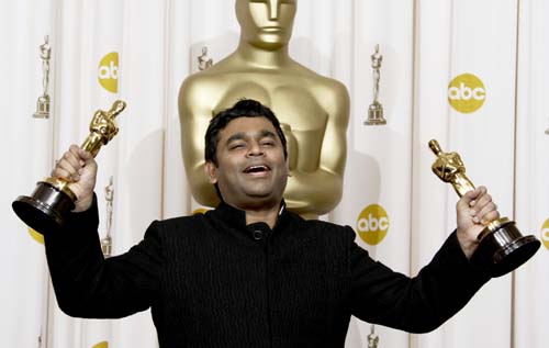 A R Rahman with his Oscars