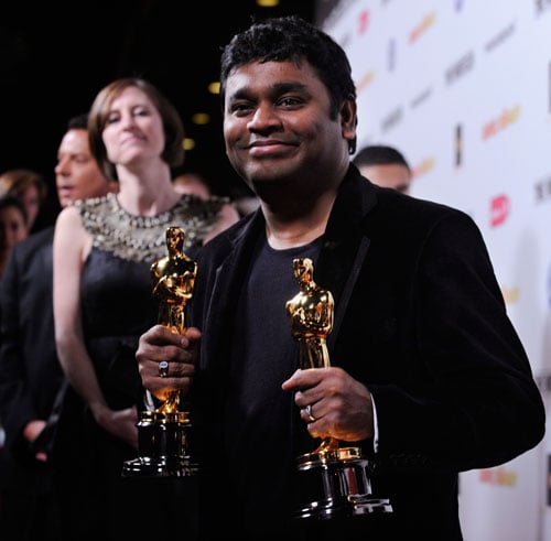 A R Rahman with his Oscars