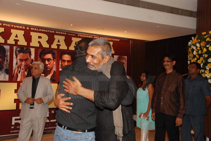 Prakash Jha greets Gulshan Grover.