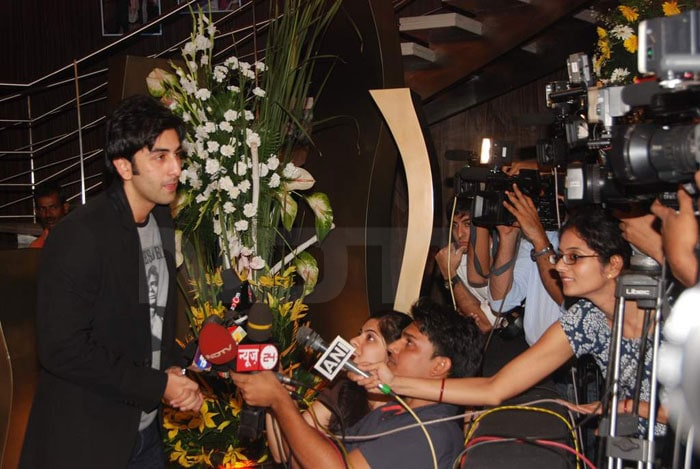 Ranbir speaks to the media.