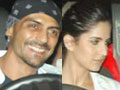 Katrina, Arjun spotted at <i>Rajneeti</i> screening