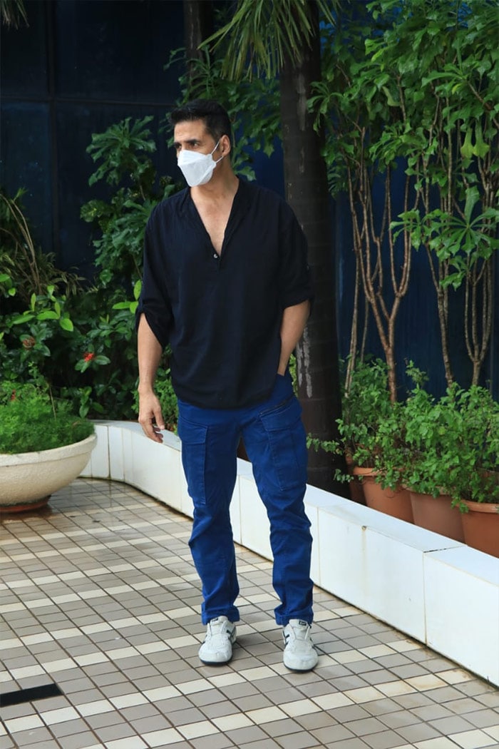 Akshay Kumar was his usual casual self - masking up was a must.