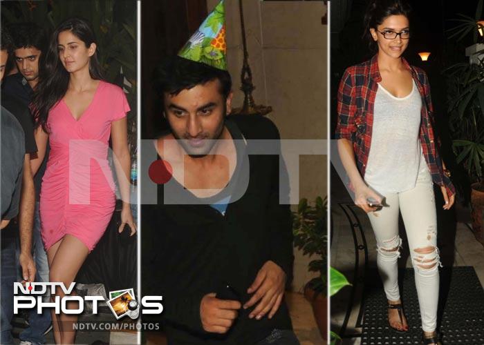 Ex-girlfriends Deepika Padukone and Katrina Kaif helped Ranbir Kapoor bring in his 30th birthday with a party attended by Bollywood's brightest young stars in Mumbai last night.
